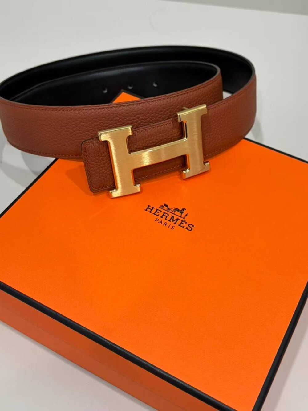 Hermès Constance Reversible Leather Belt Gold H Buckle Size 85